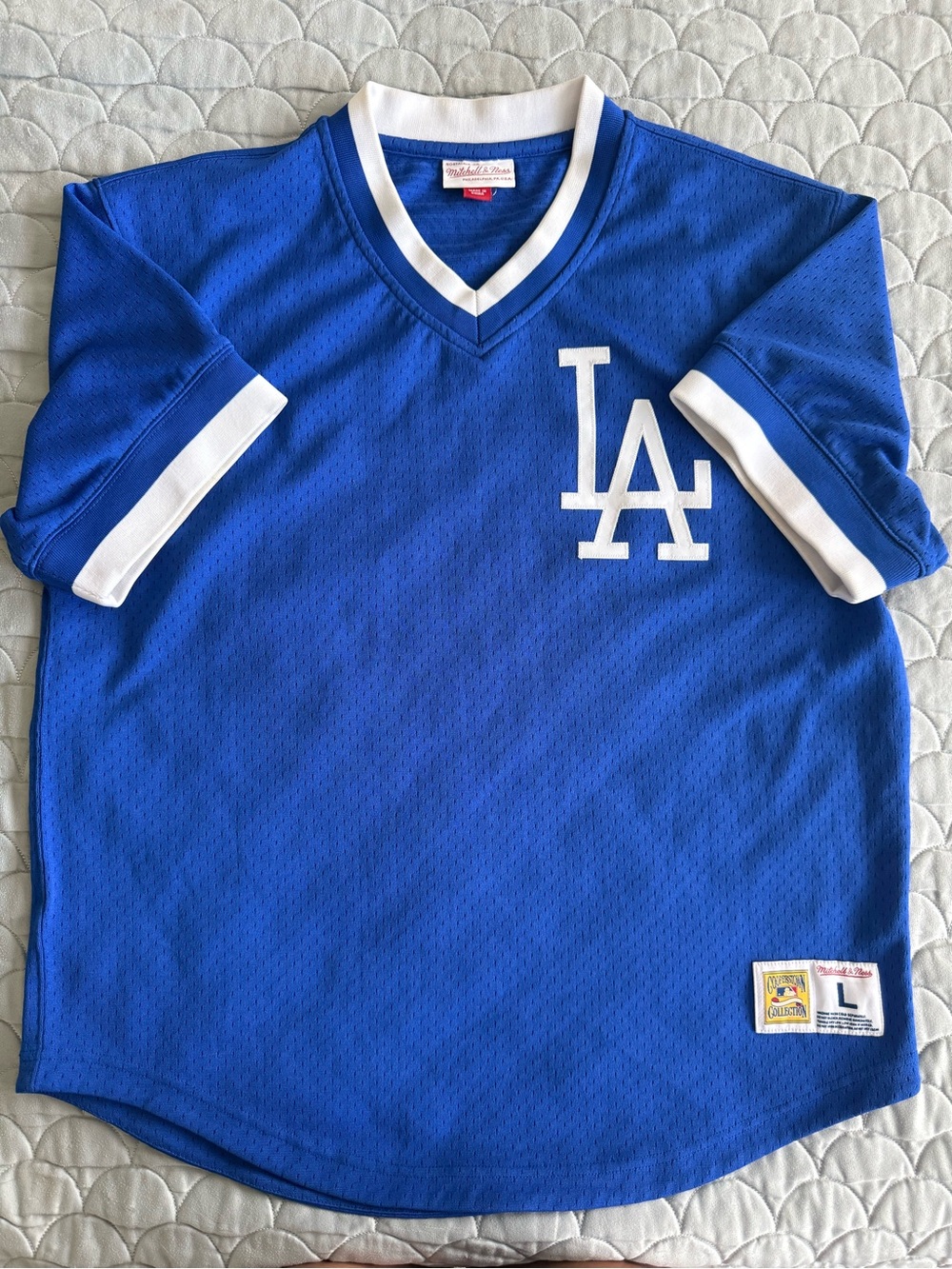 Rare Los Angeles Dodgers Blue V-Neck Mesh Jersey Tee